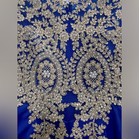 Midnight Blue Beaded Formal Dress (4) - Picture 6 of 14